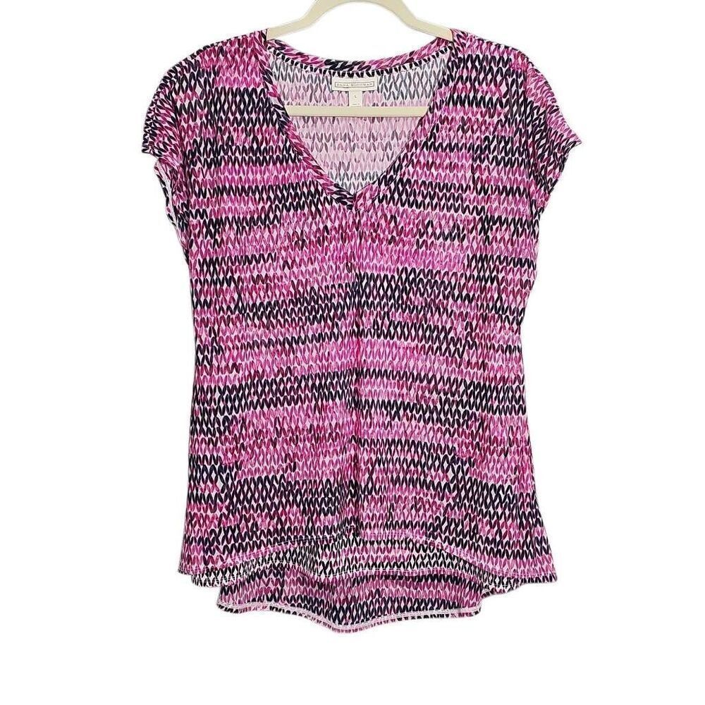 Dana Buchman pink, white and black argyle design top. Women's layered Tank Top B
